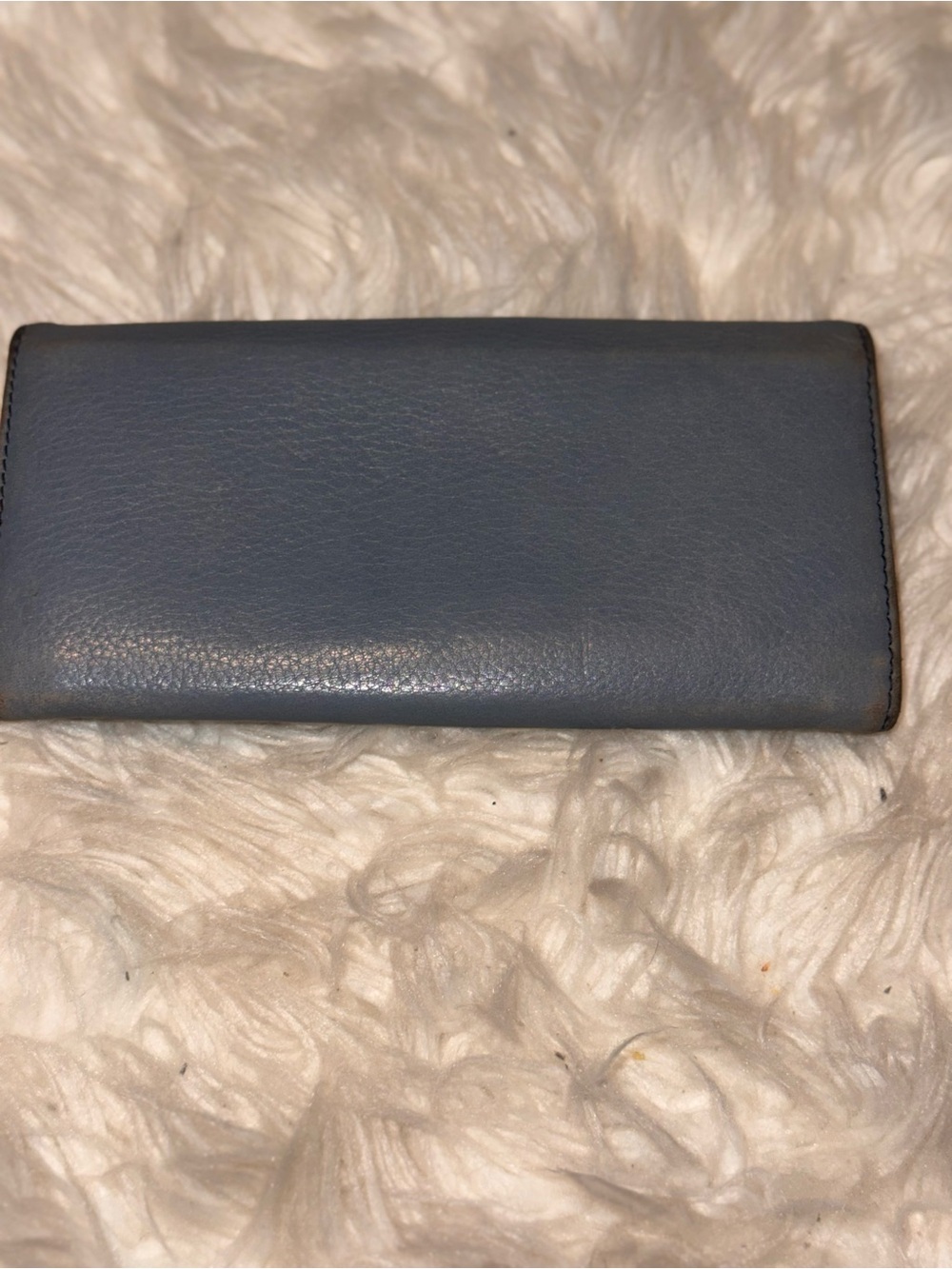 Miu Miu Blue Leather Continental Wallet Gold Logo Plaid Lining